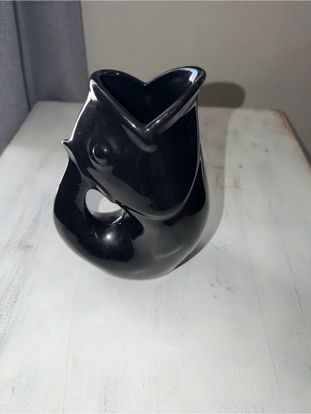 Contemporary Black Ceramic Sculptural Vase - Decorative Accent